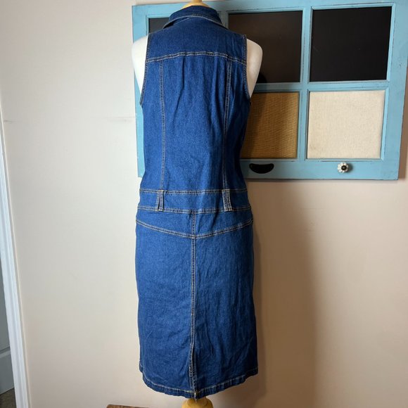 Monroe and Main Denim Dress Sz S Drop Waist Stretch Polyester Spandex - Picture 3 of 4